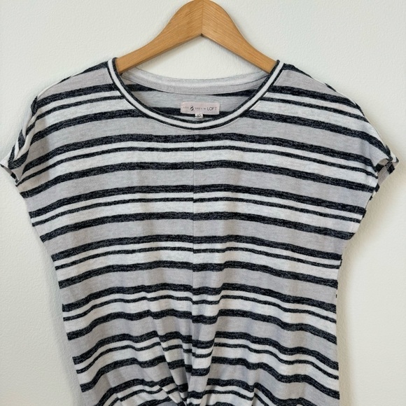 Lou & Grey for Loft Striped Gray Tee Crew Neck Small - Picture 3 of 10